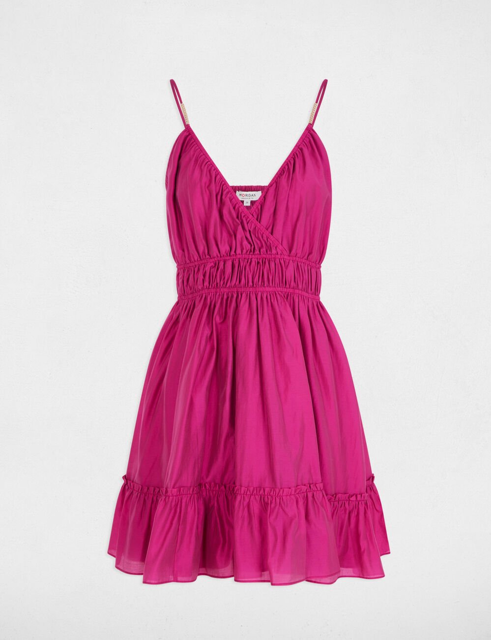 Robe courte dos ouvert rose framboise femme