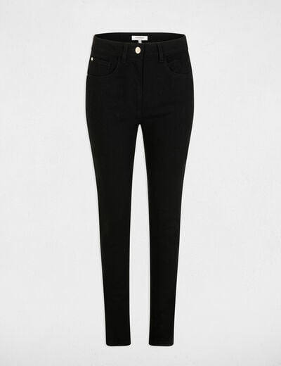 Hoge taille skinny jeans denim zwart vrouw