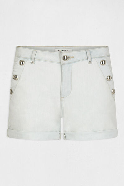 Short slim en jean à pont jean bleached femme