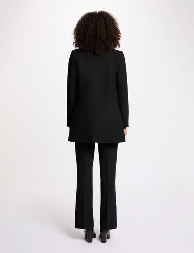 Manteau droit mi-long noir femme
