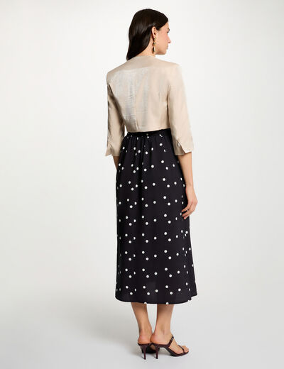 Bol&eacute;ro ajust&eacute; manches 3/4 beige clair femme