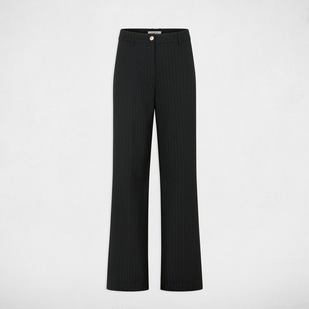 Hoge taille rechte broek zwart vrouw