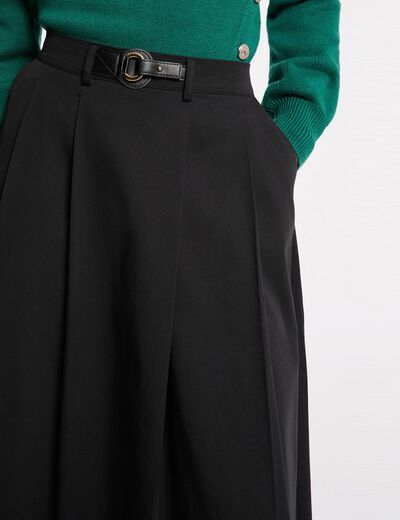 Jupe évasée taille haute noir femme