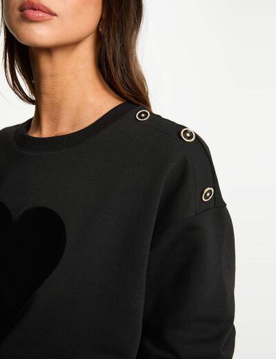 Sweat imprimé col rond noir femme