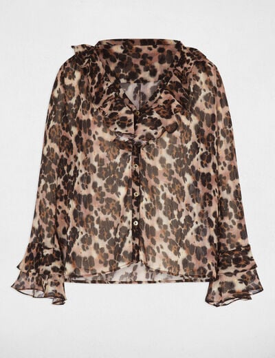 Chemise ajustée col v multicolore femme