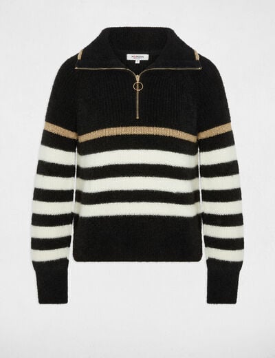Pull col camionneur noir femme