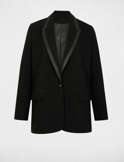 Blazer col tailleur noir femme