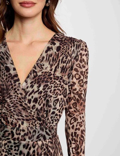 Robe courte évasée imprimée multicolore femme