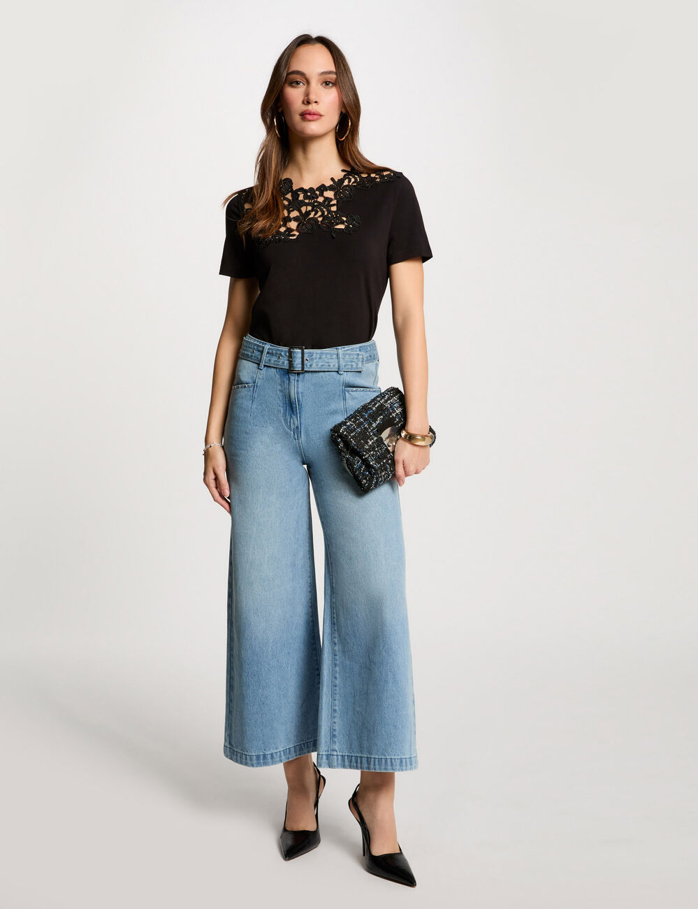 T-shirt met korte mouwen zwart vrouw