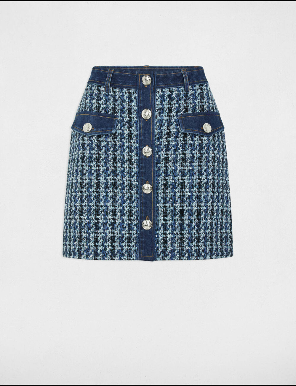 Korte tweed rok meerkleurig vrouw