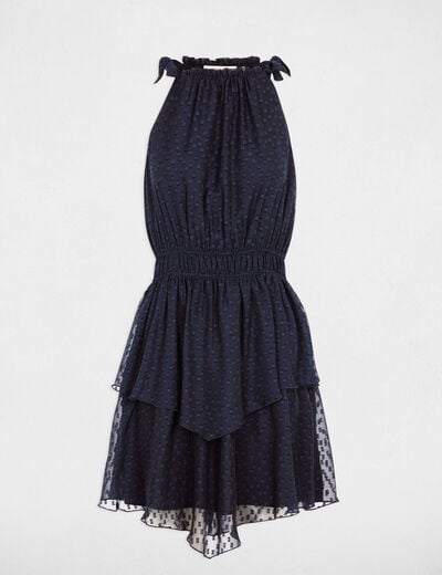 Robe voile fines bretelles bleu marine femme