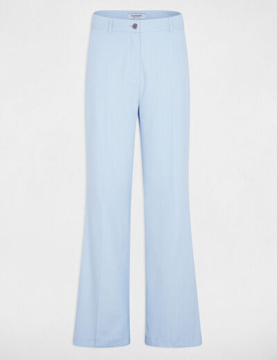 Pantalon droit taille haute bleu ciel femme