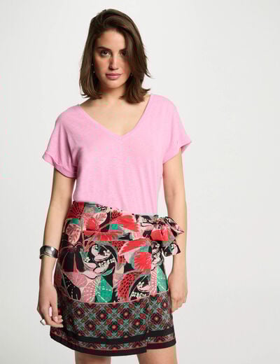 Rok met print en strikdetail meerkleurig vrouw