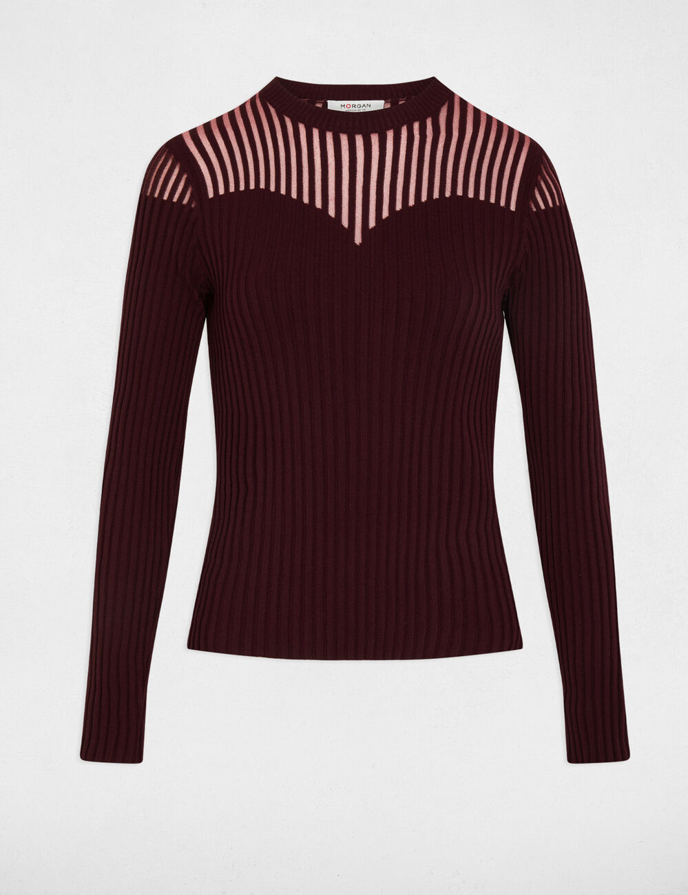 Pull manches longues prune femme