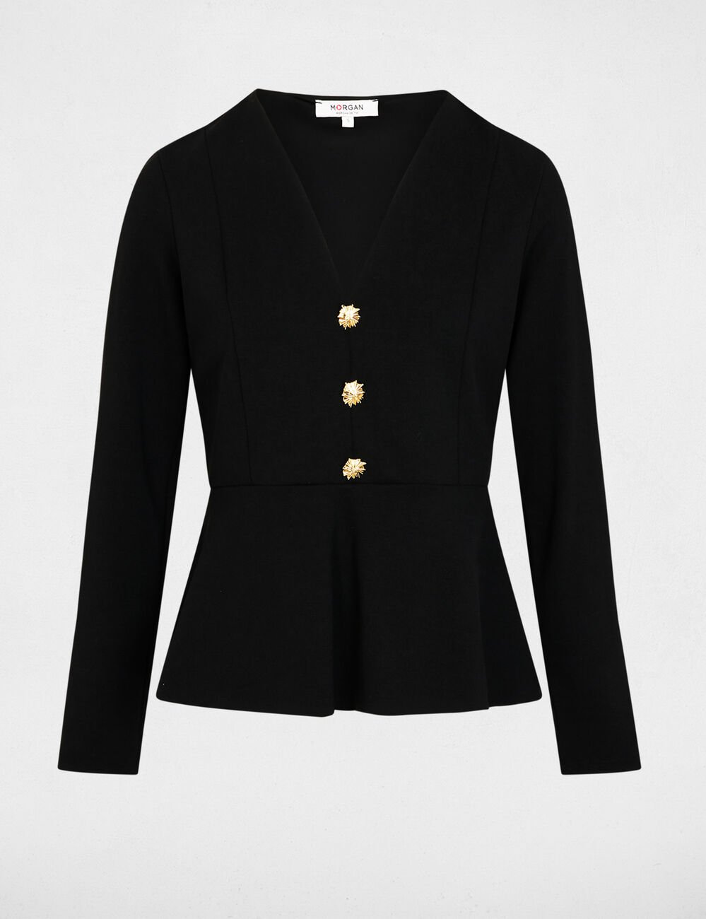 Getailleerd V-hals T-shirt zwart vrouw