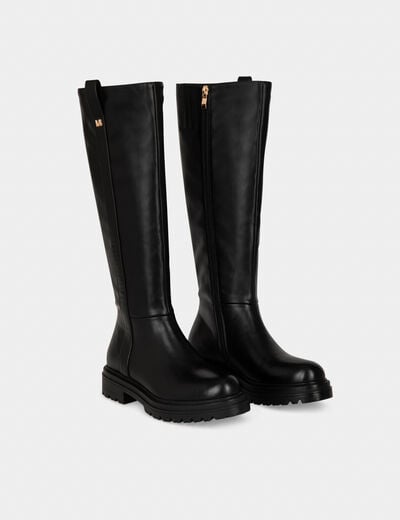 Botte similicuir noir femme