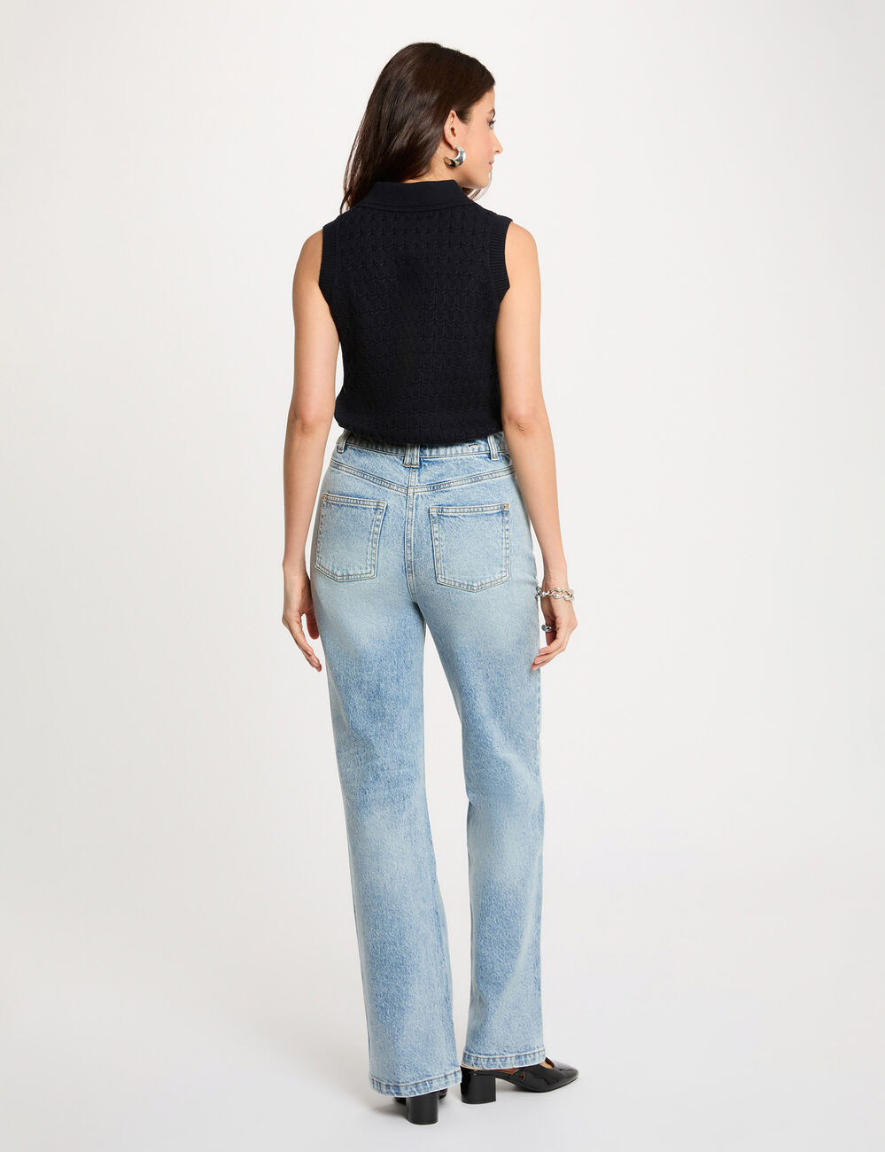 D&eacute;bardeur col &agrave; revers bleu marine femme