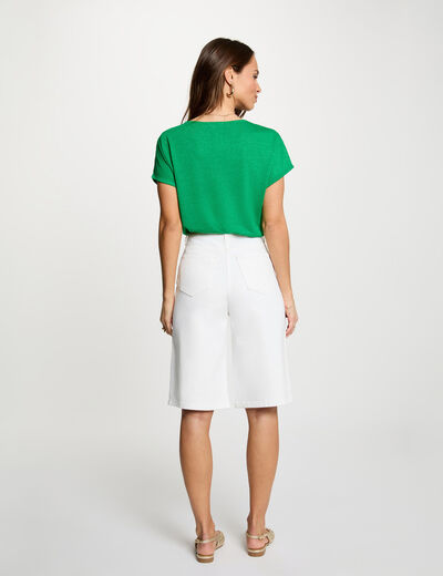 T-shirt met V-hals en korte mouwen weide groen vrouw