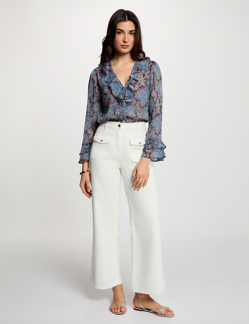 Getailleerd voile overhemd meerkleurig vrouw