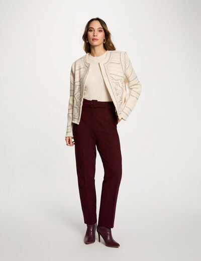Veste droite clout&eacute;e ivoire femme