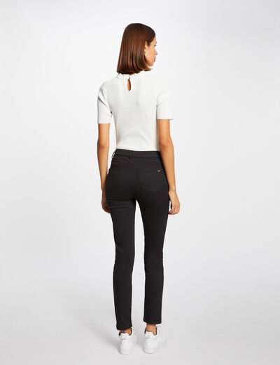 Slimfit broek met standaardtaille zwart vrouw