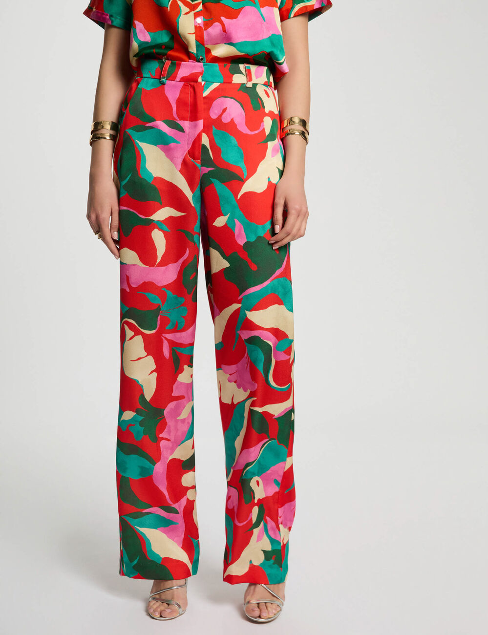 Rechte broek met print meerkleurig vrouw