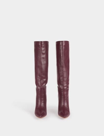 Bottes hautes à talons aiguilles prune femme