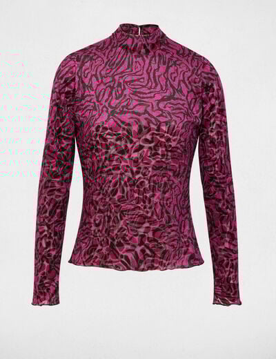 T-shirt velours col montant multicolore femme