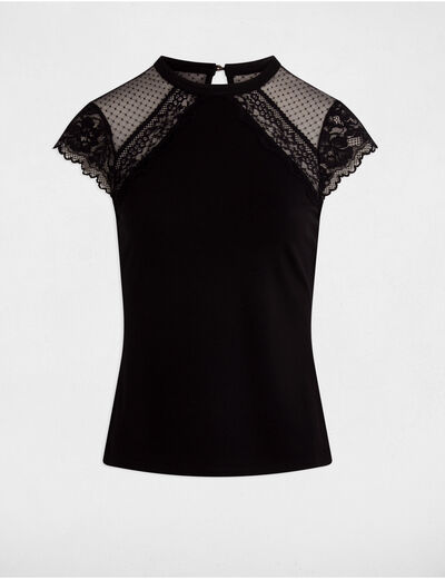 T-shirt met korte mouwen zwart vrouw