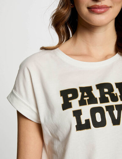 T-shirt met opschrift helder wit vrouw