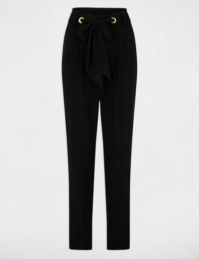 Pantalon carotte à pinces noir femme