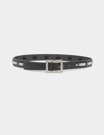 Ceinture strass noir femme