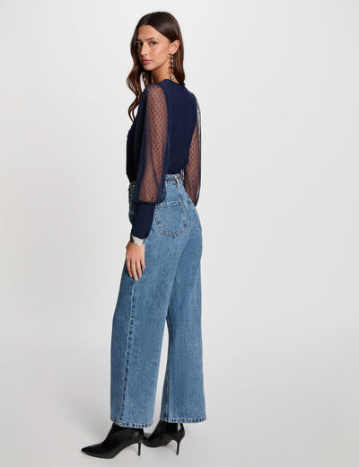 T-shirt manches longues bleu marine femme