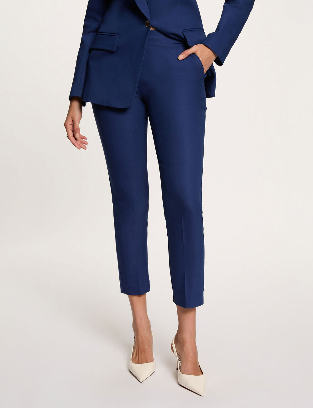 Pantalon cigarette 7/8&egrave;me bleu marine femme