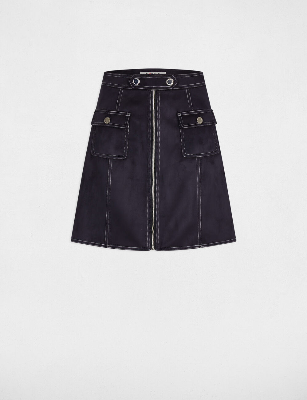 Jupe courte ajust&eacute;e bleu marine femme