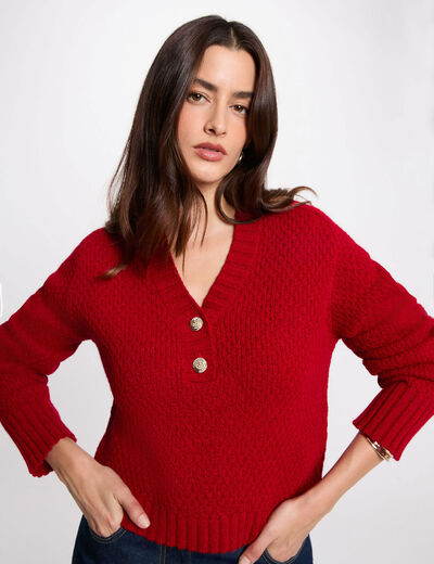 V-hals trui rood vrouw