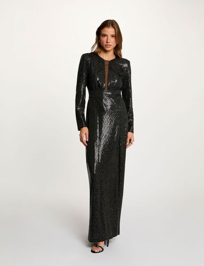 Robe longue manches longues noir femme