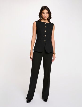 Pantalon droit taille haute noir femme