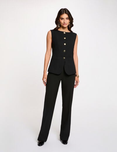 Pantalon droit taille haute noir femme