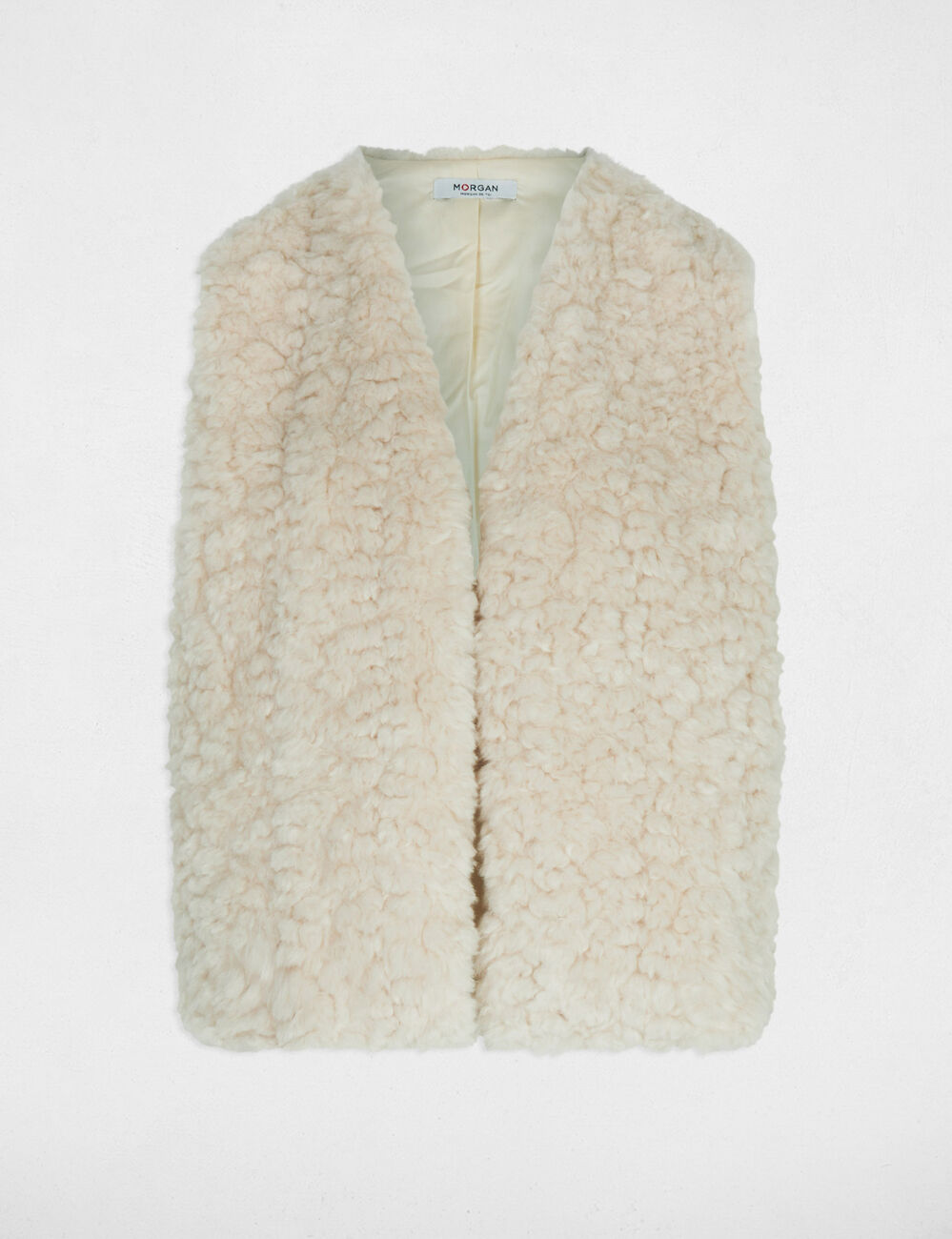 Gilet fausse fourrure ivoire femme
