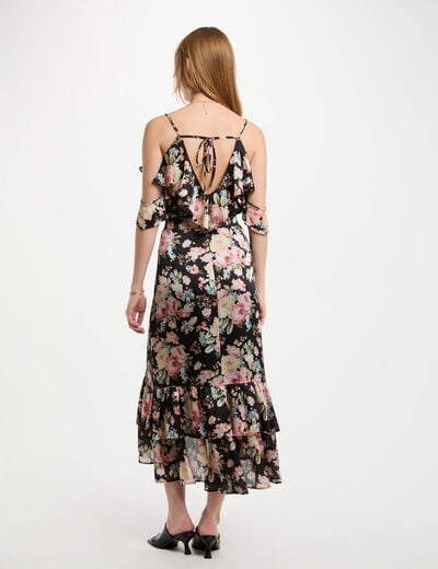 Jupe midi volants imprimée multicolore femme