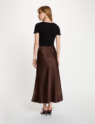 Jupe longue satin&eacute;e multicolore femme