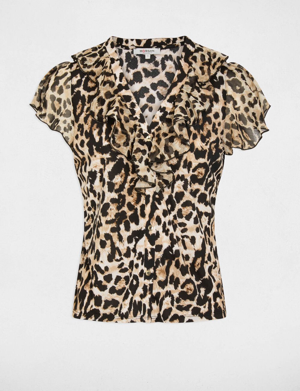 T-shirt voile col v multicolore femme