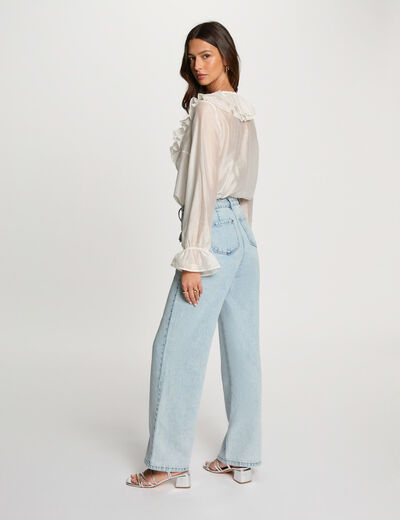 Blouse met lange mouwen helder wit vrouw