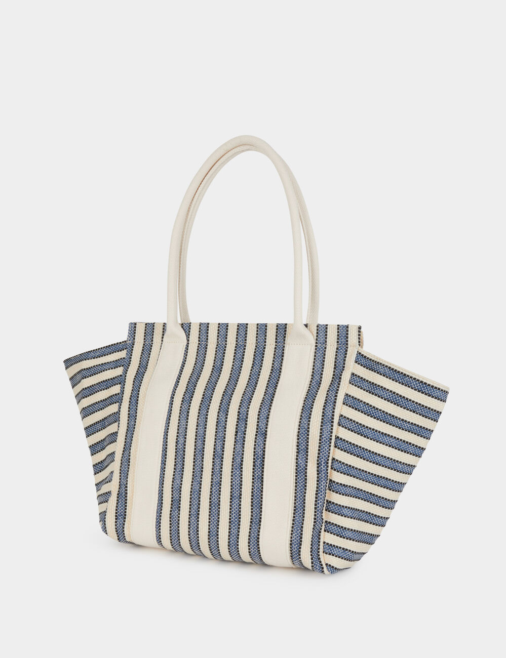 Gestreepte shopper ecru vrouw