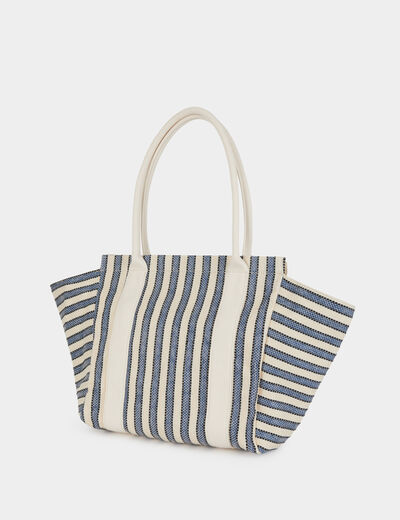 Gestreepte shopper ecru vrouw
