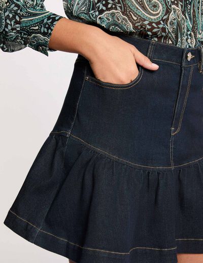 Korte uitlopende rok bleu vrouw