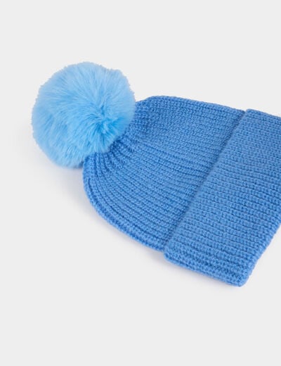 Muts met pompon bleu vrouw
