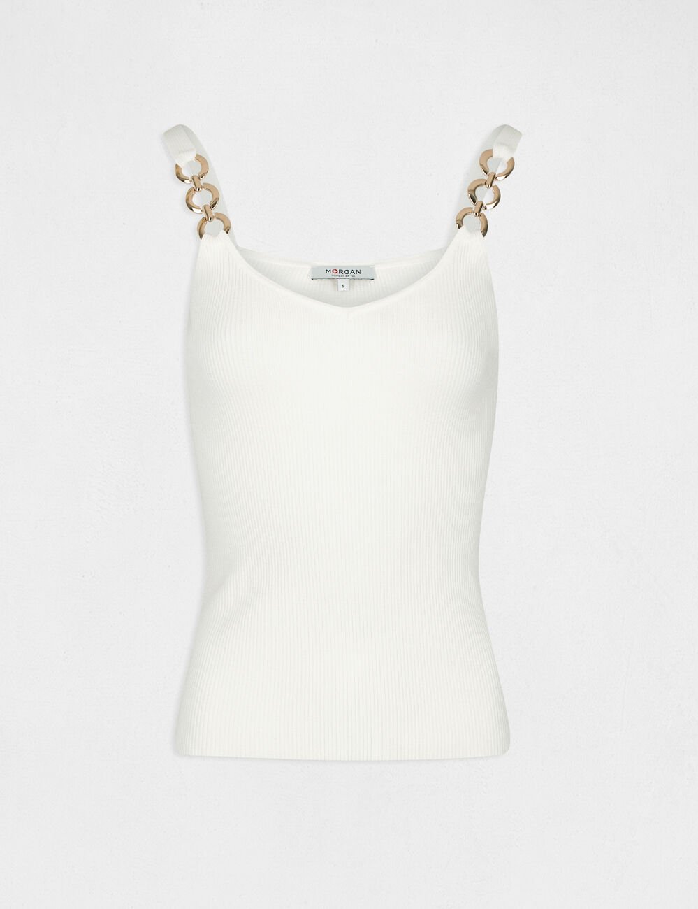 Gilet met metaalkleurige versiering ecru vrouw