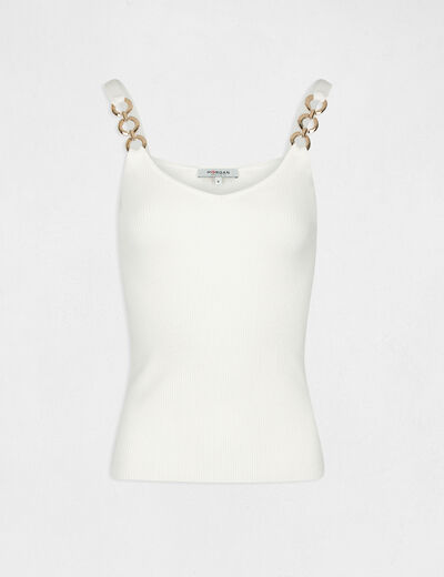 Gilet met metaalkleurige versiering ecru vrouw